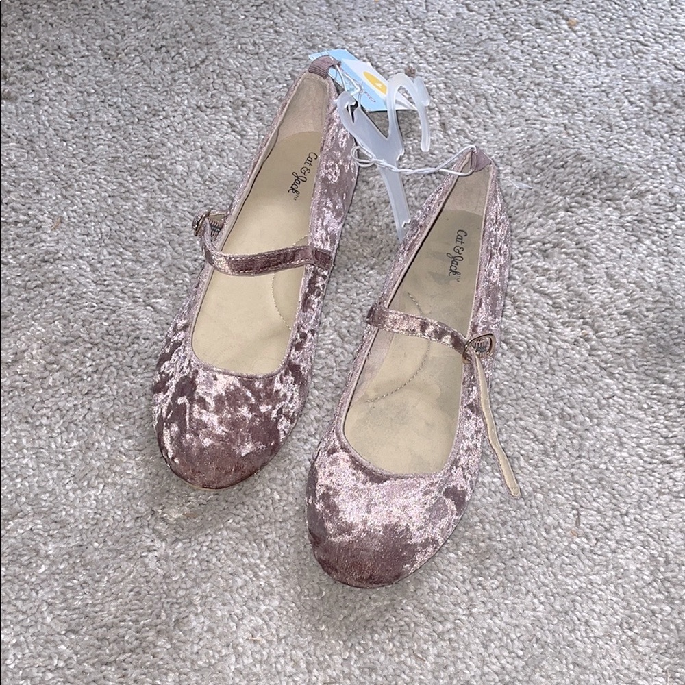 Cat & Jack pink velvet mary jane Flats Classic fairy grunge size 1